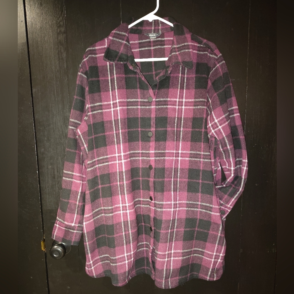 💜 Eddie Bauer Plaid Brandywine Shirt Shacket. XL. Excellent Condition!